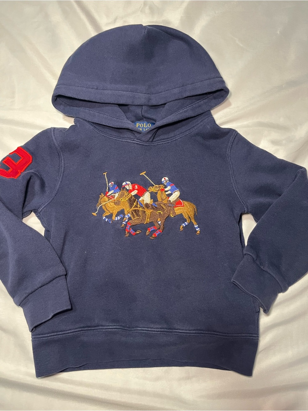 Polo Ralph Lauren Toddler 4T Navy Triple Pony Embroidered Hoodie Sweatshirt